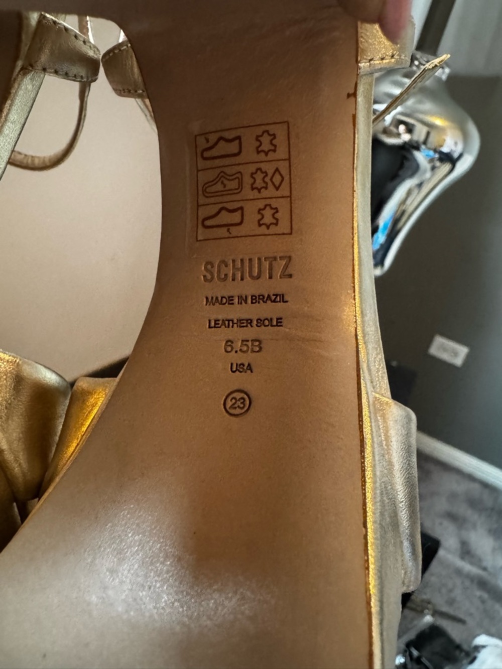 SCHUTZ Gold Metallic Platform Heels - Picture 5 of 6